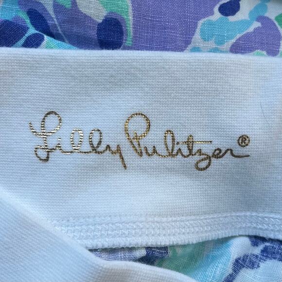 NEW Lilly Pulitzer Linen Beach Pant Lilly's Lilac Nice Ink Pull On Women's Large - Picture 5 of 9